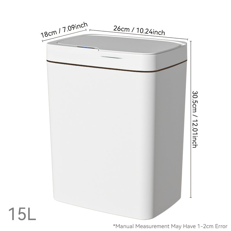 MOMMED Sleek White Smart Trash Can with Auto Sensor - Infrared Technology, Battery-Operated, Non-Rechargeable AA Batteries Required, Ideal for Bathroom & Kitchen, Features Lid for Neat Waste Disposal, Perfect Christmas Gift