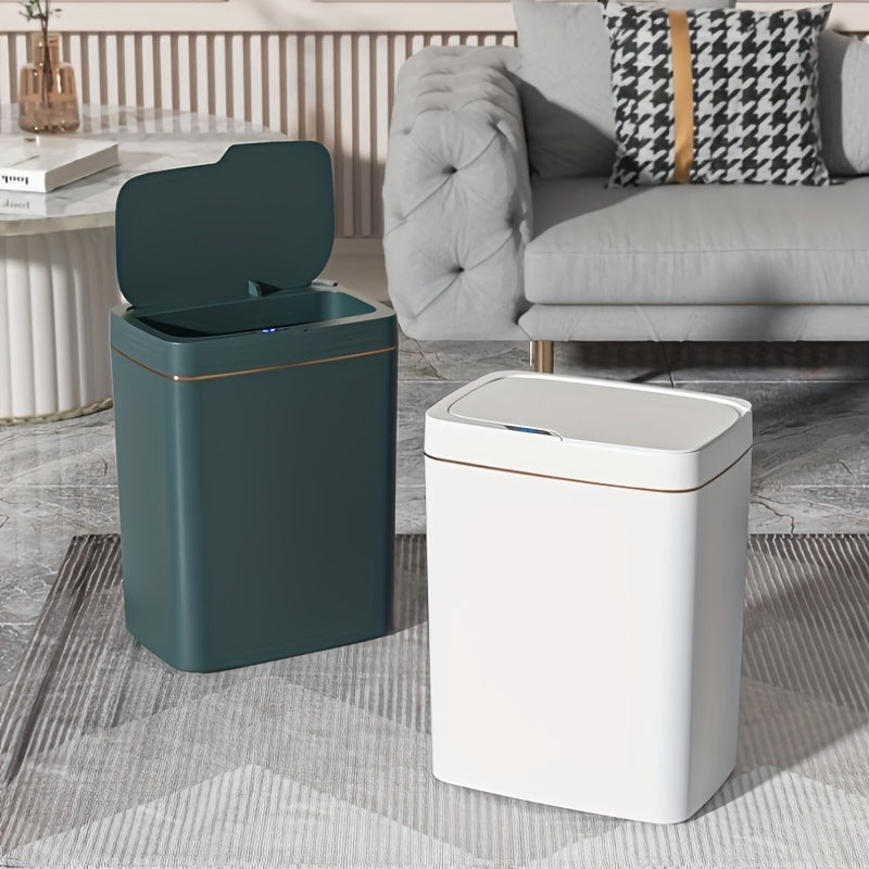 MOMMED Sleek White Smart Trash Can with Auto Sensor - Infrared Technology, Battery-Operated, Non-Rechargeable AA Batteries Required, Ideal for Bathroom & Kitchen, Features Lid for Neat Waste Disposal, Perfect Christmas Gift